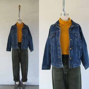 80s 90s Dark Denim Jacket Vintage Denim Jacket Capsule Wardrobe S M image 1