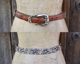 Skinny Black Leather Belt Vintage Cowgirl Western Brighton  display picture 3