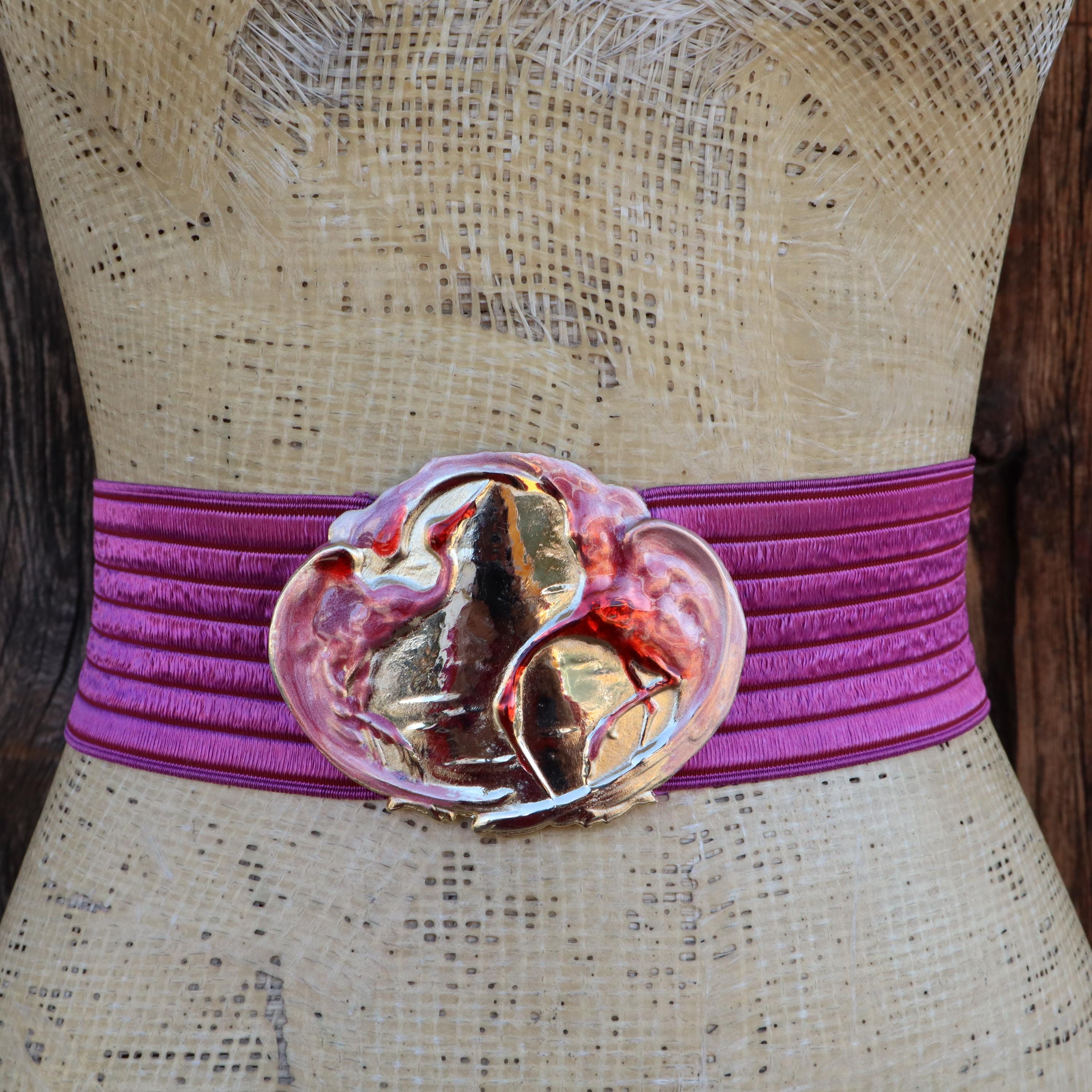 Charmant Belts mother of pearl Shell Buckle Iridescent Purple Band Vintage Mother of Pearl Vintage Belts for sale | eBay main image 2