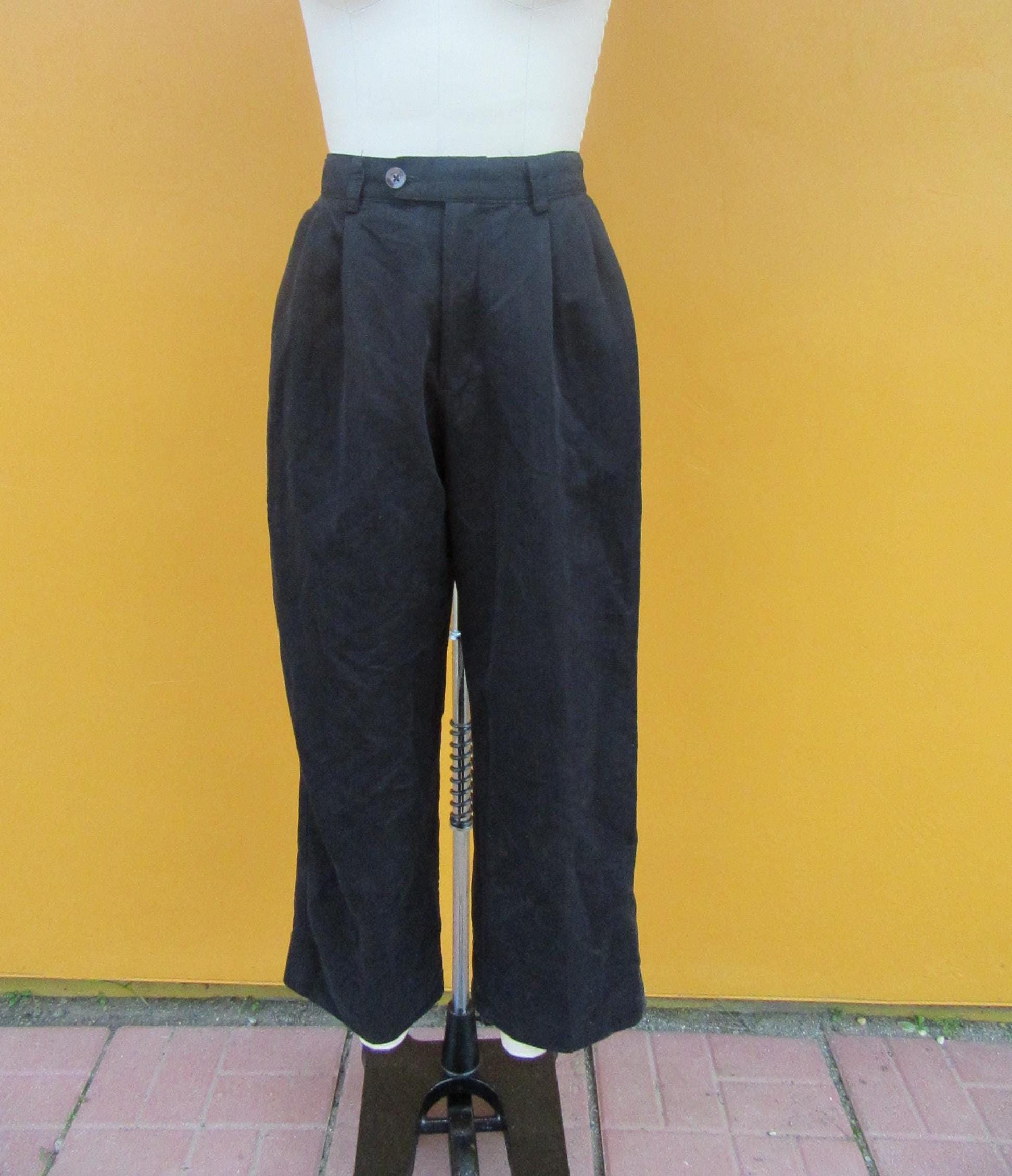90s Black High Waist Wide Leg Pleated Trousers | Officecore Pants