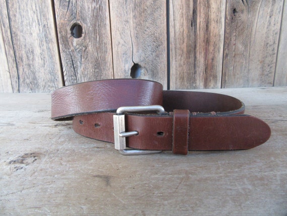 90s LEVIS Thick Cognac Brown Leather Belt | Simpl… - image 3