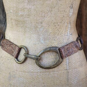 Vintage 80\'s Avant Garde Leather & Metal Waist Belt Adjustable Size M Avant Garde Leather Belt - Etsy main image 4