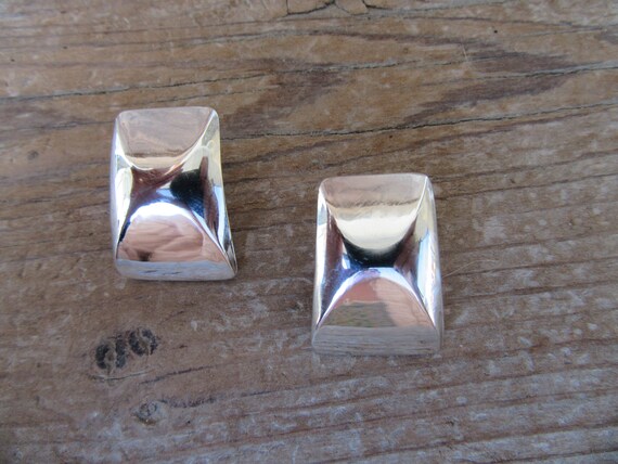 90s Silver Tone Modernist Angular Rectangle State… - image 4