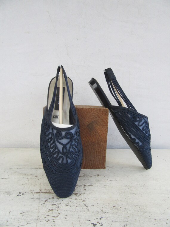 navy blue slingback flats
