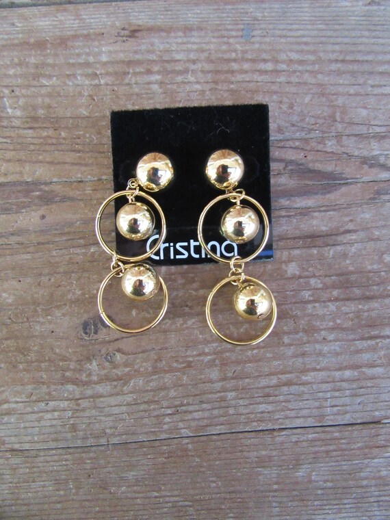 80s 90s Earrings | Gold Tone Chunky Earrings | Go… - image 5