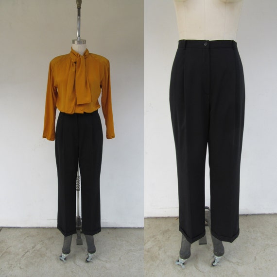 90s Brooks Brothers High Waist Pleated Wide Leg Bl