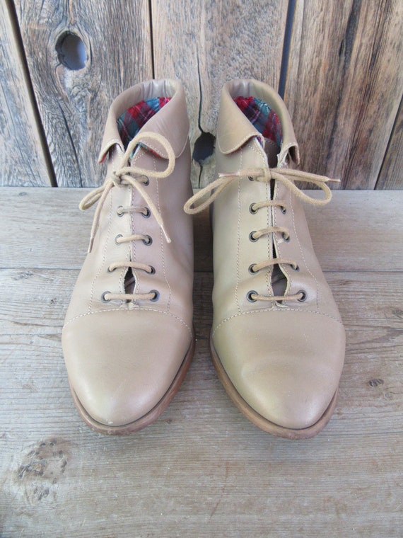 80s 90s Leather Granny Boots | Leather Laceups | … - image 2