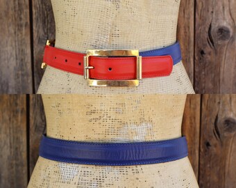 80s Southwest Bold Statement Belt | Wide Leather Color Block  display picture 3