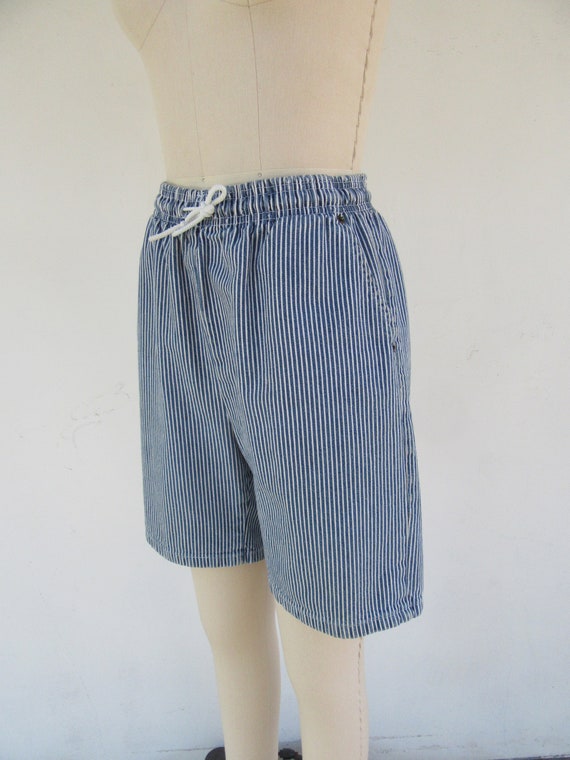 90s All Cotton Hickory Stripe Shorts | Pull on Sh… - image 5