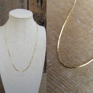 80s Gold Tone Dainty Chain Necklace | Plain Baby Chain Necklace | Minimal 18&quot; Thin Skinny Chain Necklace