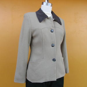 Bruine en bruine ultrasuède western getailleerde blazer uit de jaren 90 | Officecore colbert jas | Wollen blazer met knopen | Sz 4 P | Klein