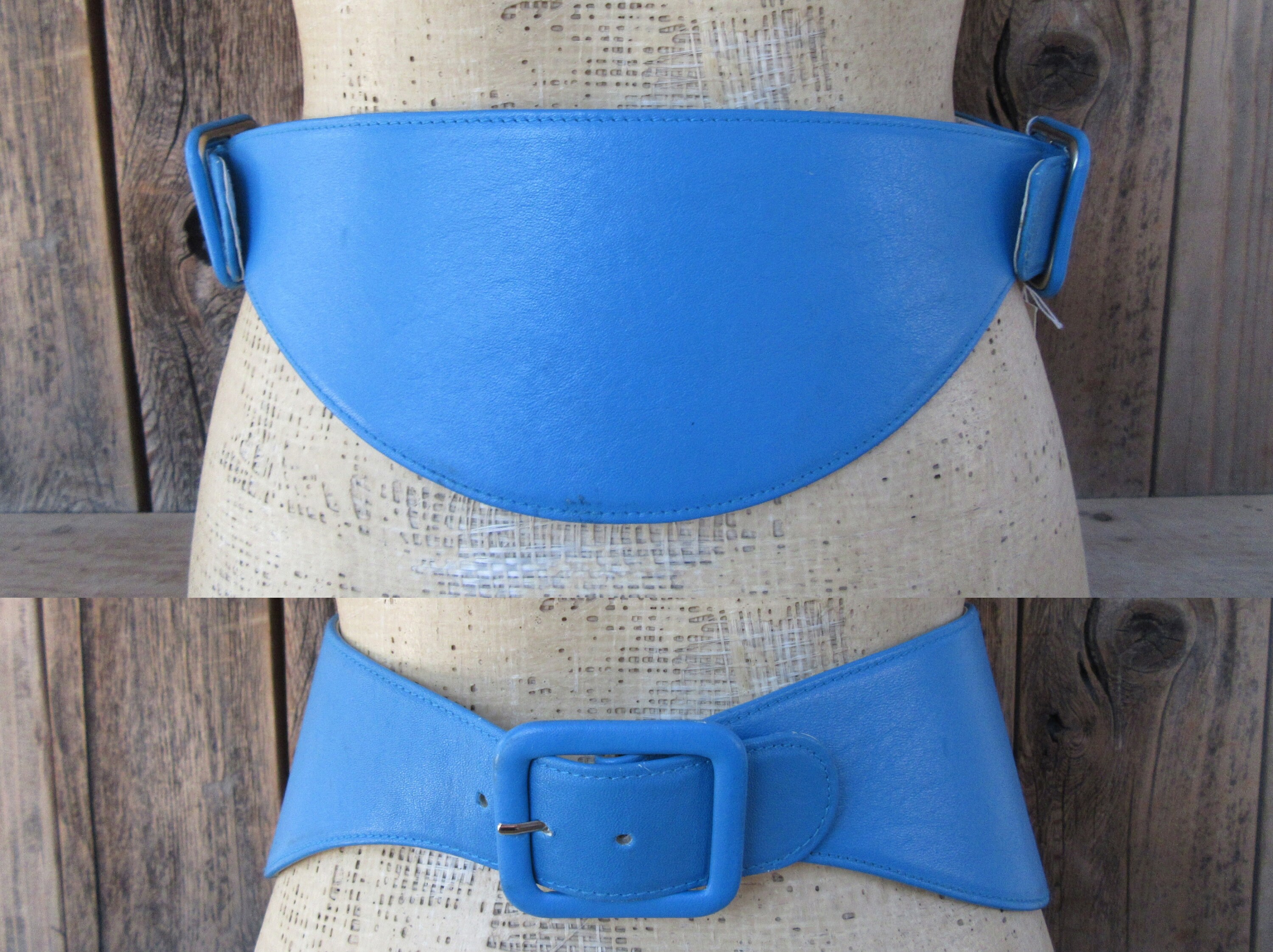 NOS NORMA KAMALI 80s Wide Leather Waist Belt | New Wave Bold  display picture 2