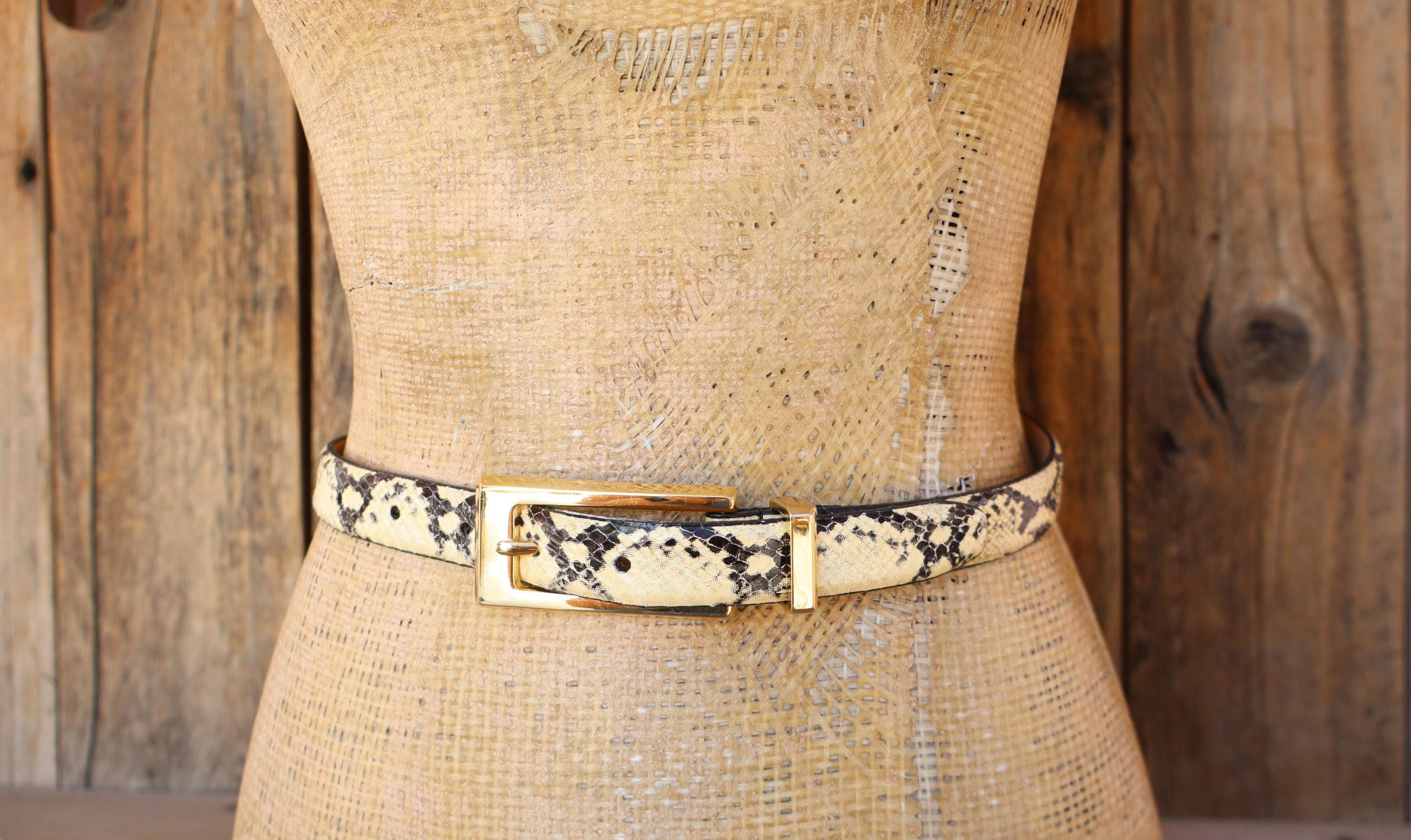Vintage Genuine Snakeskin Leather Skinny Belt Women Small Medium Gold Silver Pebbled Leather Snakeskin Belt | Talbots main image 4