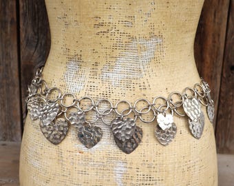 90s Silver Tone Floral Metal Chain Belt | Long Chain Belt  display picture 1