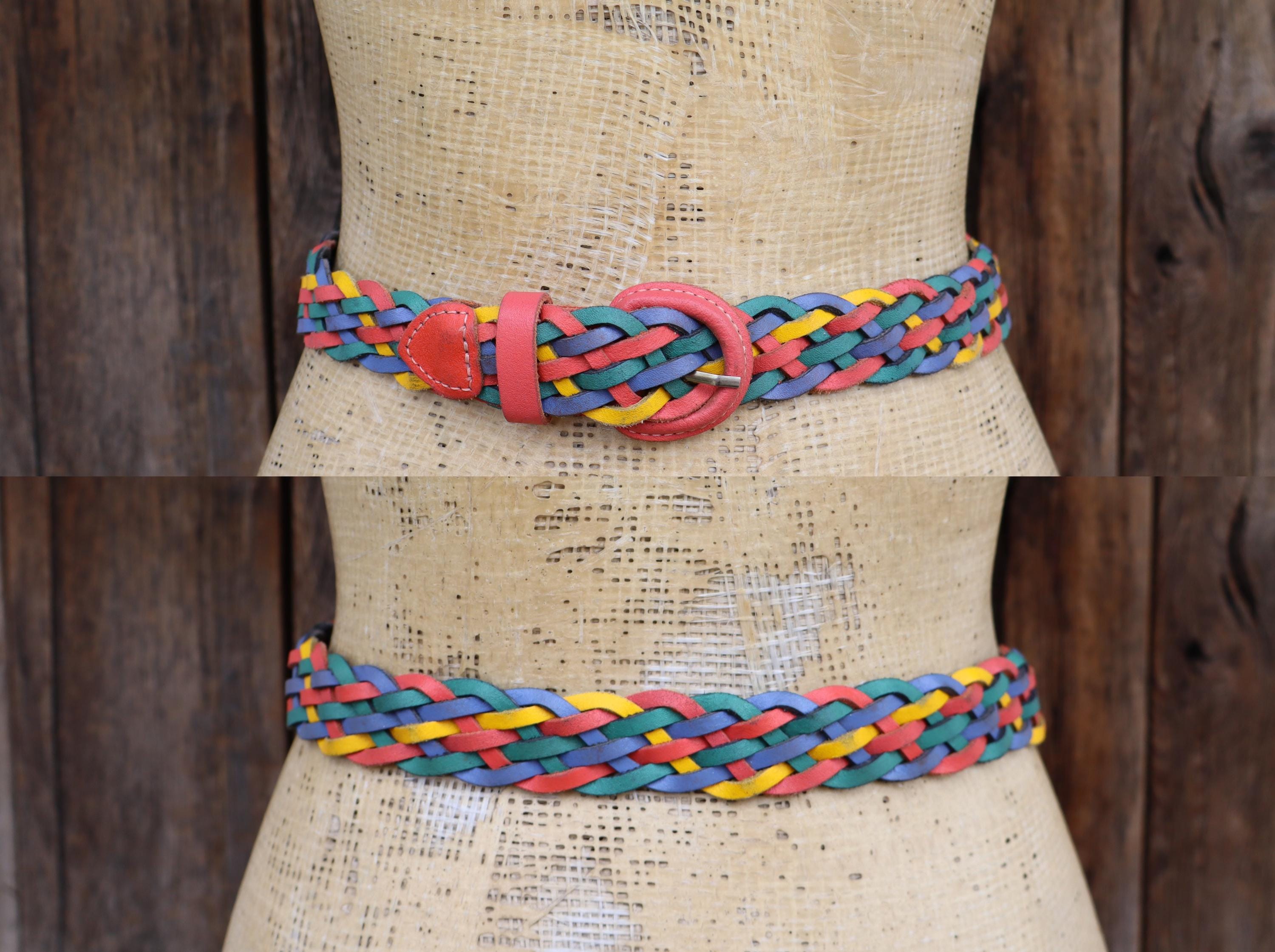 Vintage 1980s Woven Stretch Rainbow Color Block Adjustable Belt XS SM Med Pride 80s Rainbow Belt - Etsy main image 2