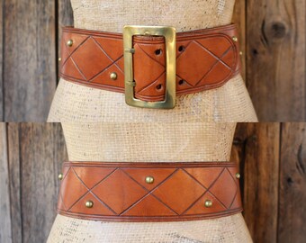 Wide Chocolate Brown Belt, 90s Y2K Vintage Hip Belt, Woven  display picture 3