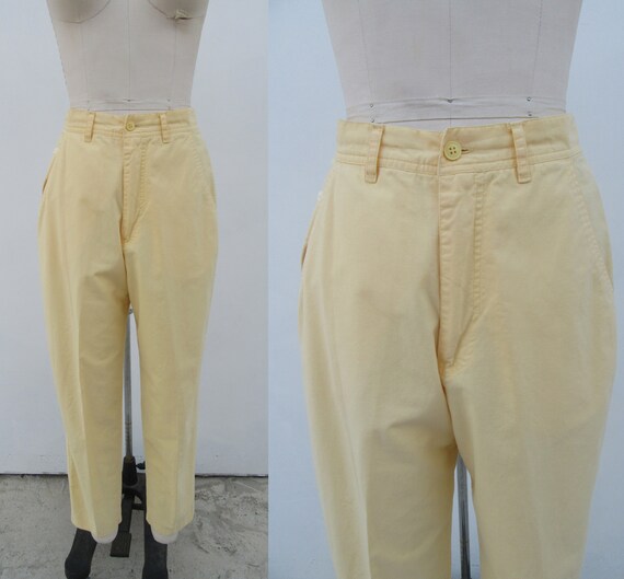 90s Powder Yellow Minimalist High Waisted All Cot… - image 3