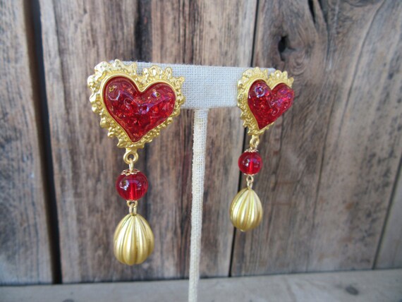 Gold and Red Resin Earrings (Authentic Pre-Owned)