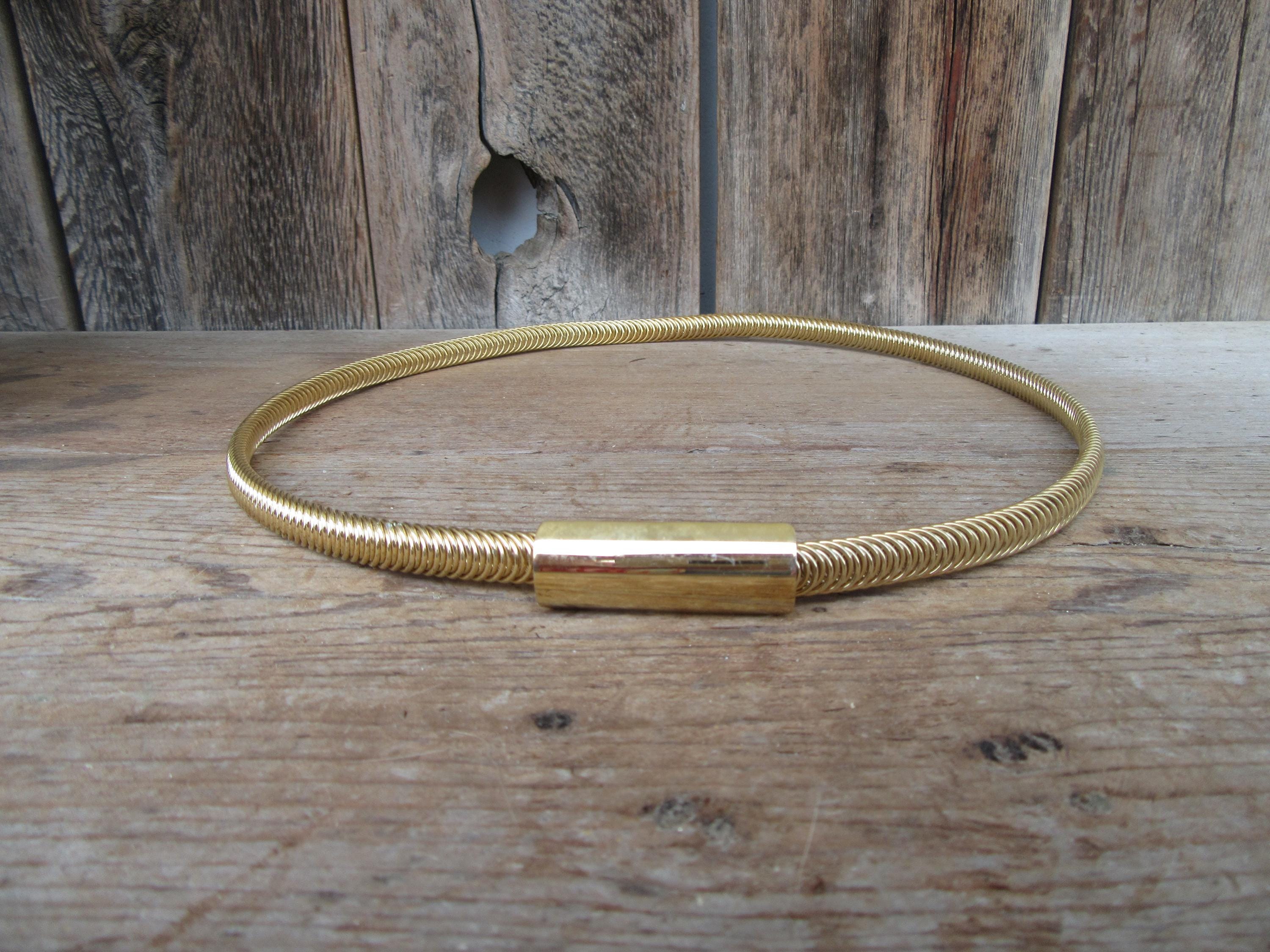 Vintage 1980s Gold Brushed Oval Metal Concho Stretch Belt Gold Metal 1980s Vintage Belts | eBay main image 3