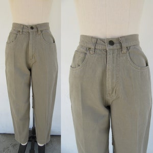 PETITE 90s Sage Green Denim High Waist Five Pocket Mom Jeans | Minimalist High Rise Jeans | Tapered Jeans | 24 Waist | XS