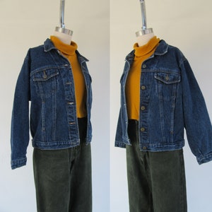 80er 90er Jahre Dunkle Jeansjacke Vintage Jeansjacke Kapsel Garderobe S M Bild 5