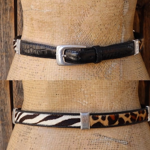 90s BRIGHTON Moc Croc Leather Hair on Leopard Animal Print Tiger