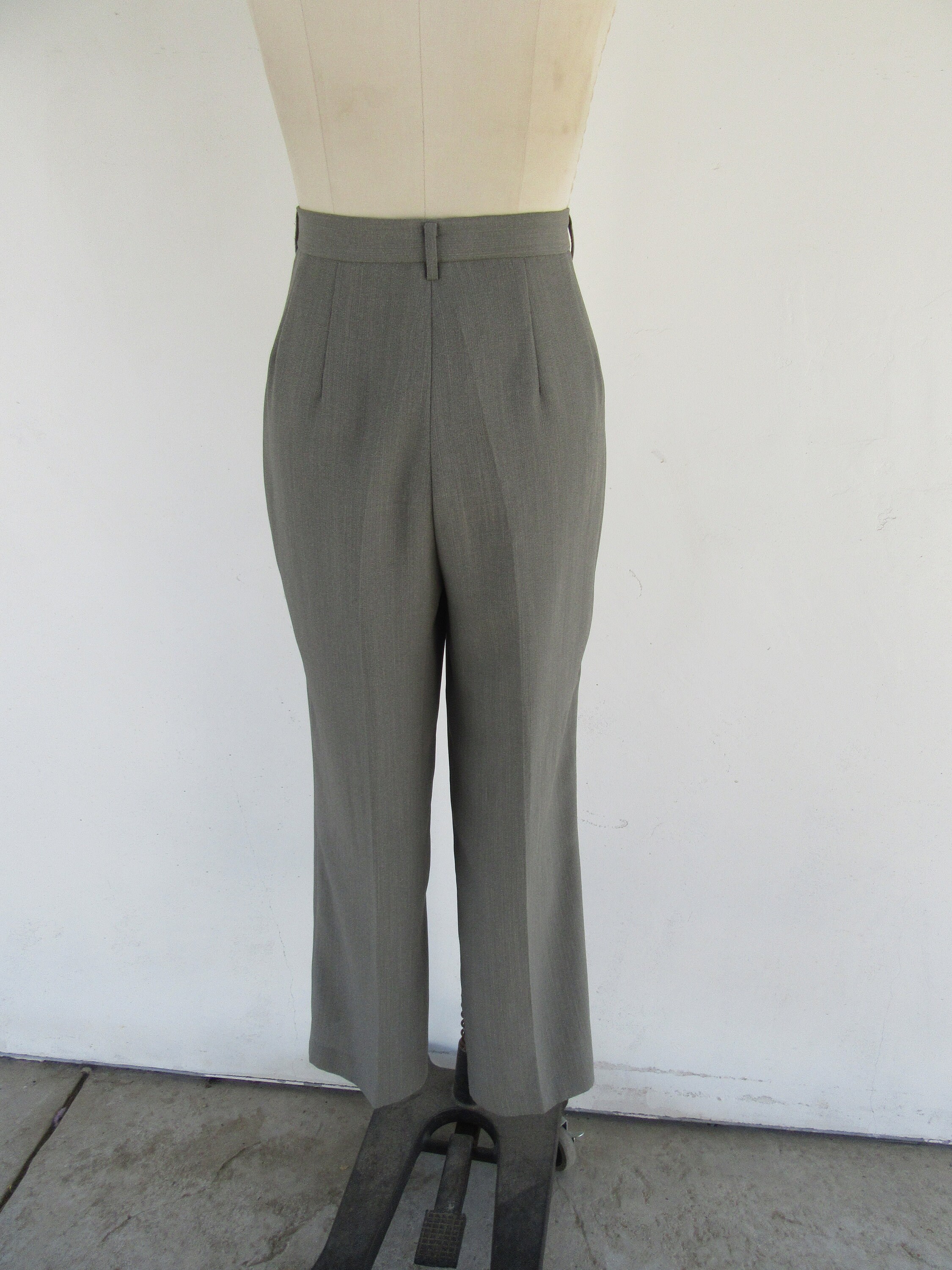 90s Gray High Waist Pleated Trousers | Minimal Business