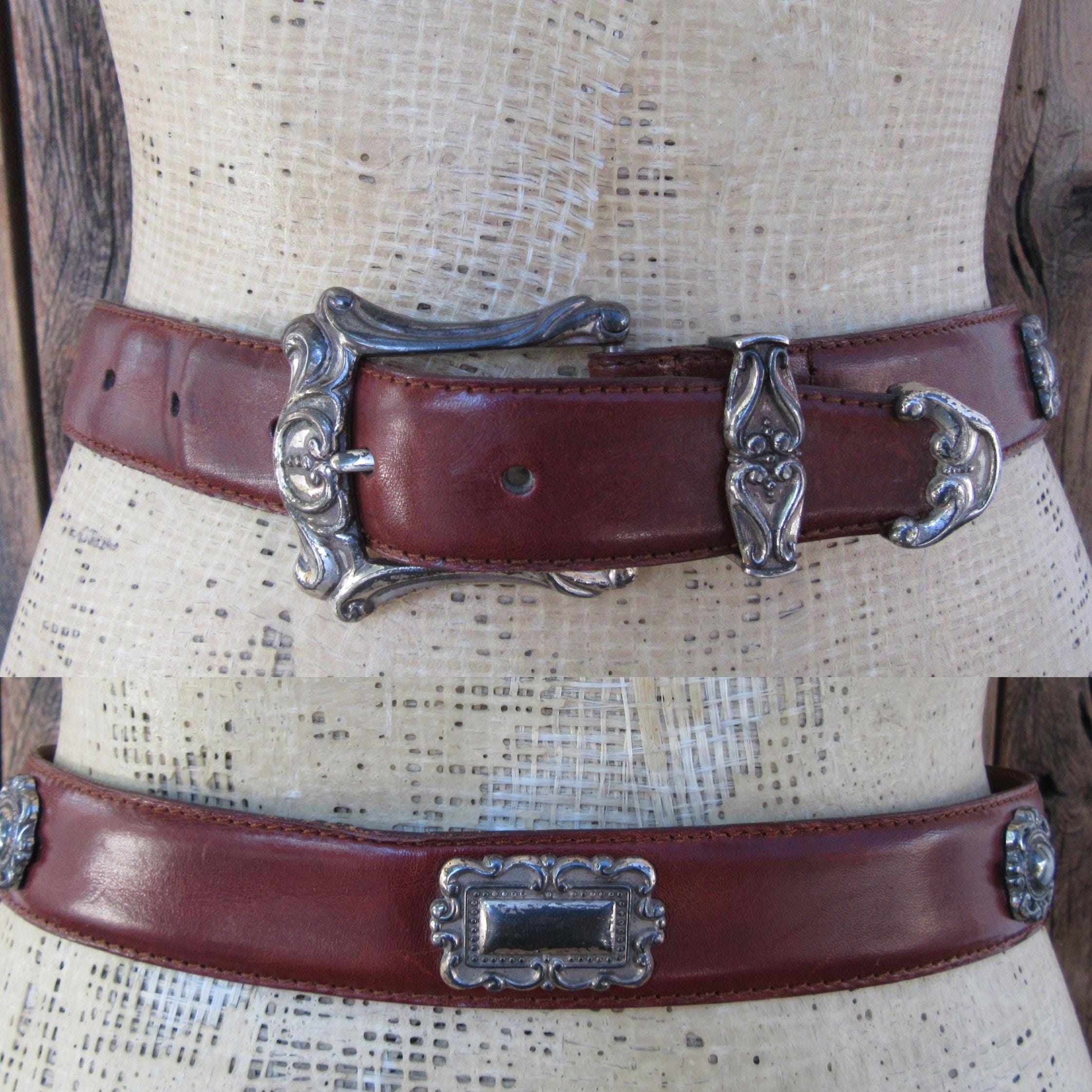 FOSSIL Women\'s Brown Leather Silver Concho Sz‎ S - 35\