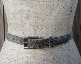 Vintage Snakeskin Twisted Belt Xs/small Python Vintage High Waist Brown and Tan Neutral  main image 4