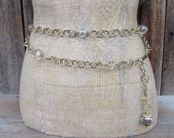90s Silver Tone Floral Metal Chain Belt | Long Chain Belt  display picture 3
