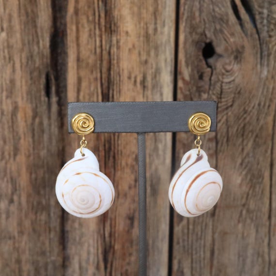 90s Resortcore Shell Dangle Statement Earrings | … - image 3