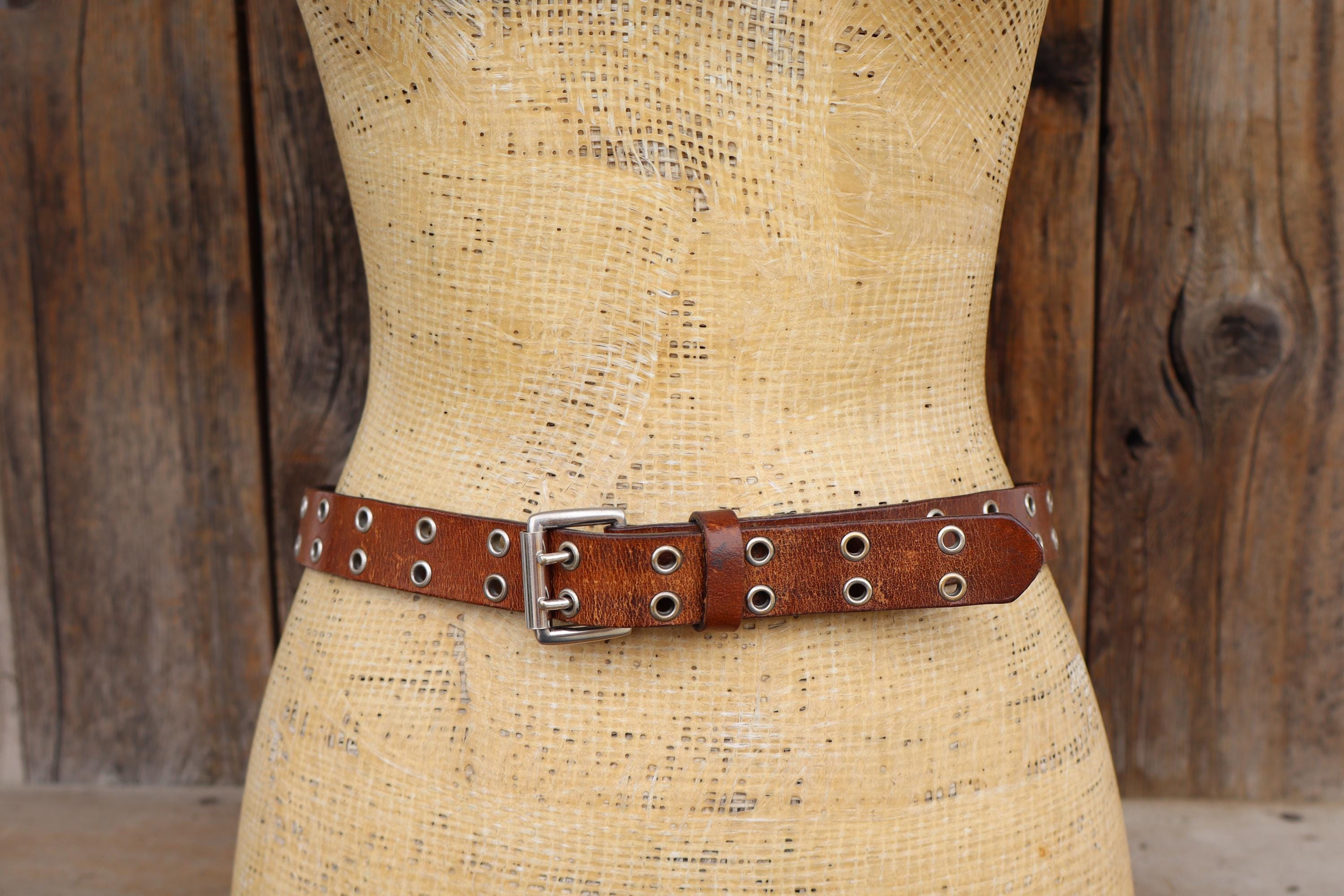 Vintage Dark Brown All Over Grommet Detail Western Boho Belt Grommet Western Belt - Brown | Boston Proper main image 3