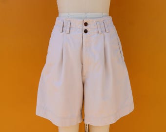 90s Khaki Shorts Pleated Trouser Shorts Tan Retro Wide Leg Shorts