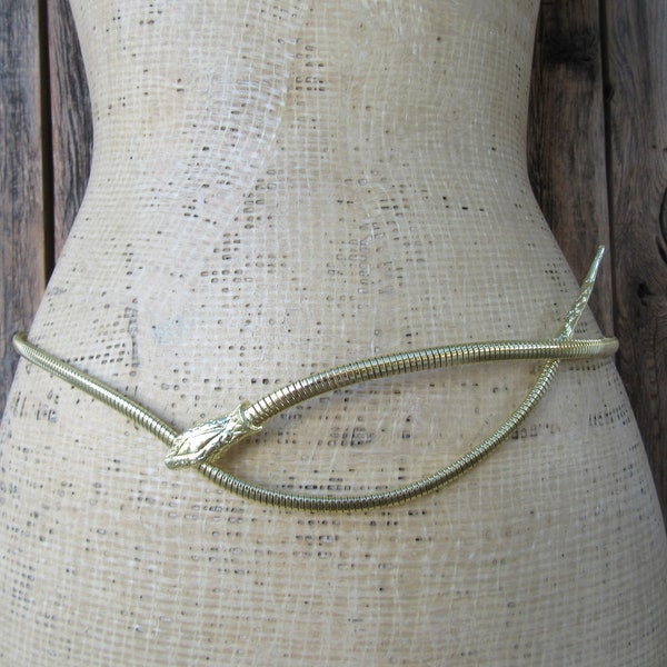 80s 90s  Gold Tone Slinky Belt | Snake Belt | Gold Metal Waist Belt | Fits up to 37