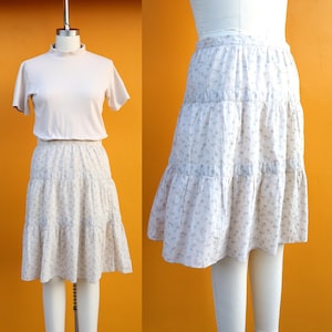 Y2K 00s Tiered MARC JACOBS Cotton Prairie Skirt | Ditty Ditsy Floral Flower Print Cottagecore Midi Skirt | Size 10