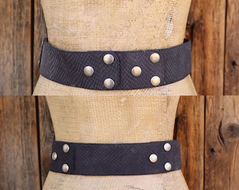 Vintage Morris Moskowitz black reptile leather scale buckle belt Vintage Morris Moskowitz Black Reptile Leather Scale Buckle  main image 4