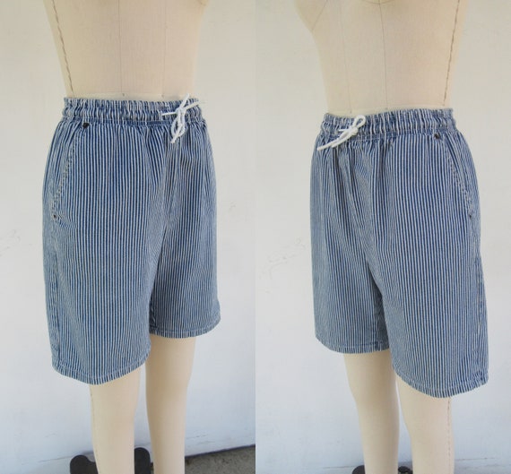 90s All Cotton Hickory Stripe Shorts | Pull on Sh… - image 4