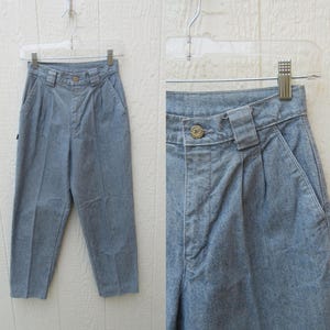PETITE 80s PADDOCKS JETSETTER High Waist Denim Pleated Tapered Trousers | Pleated Jeans | Denim Pants | High Rise Denim Pants | 24 Waist