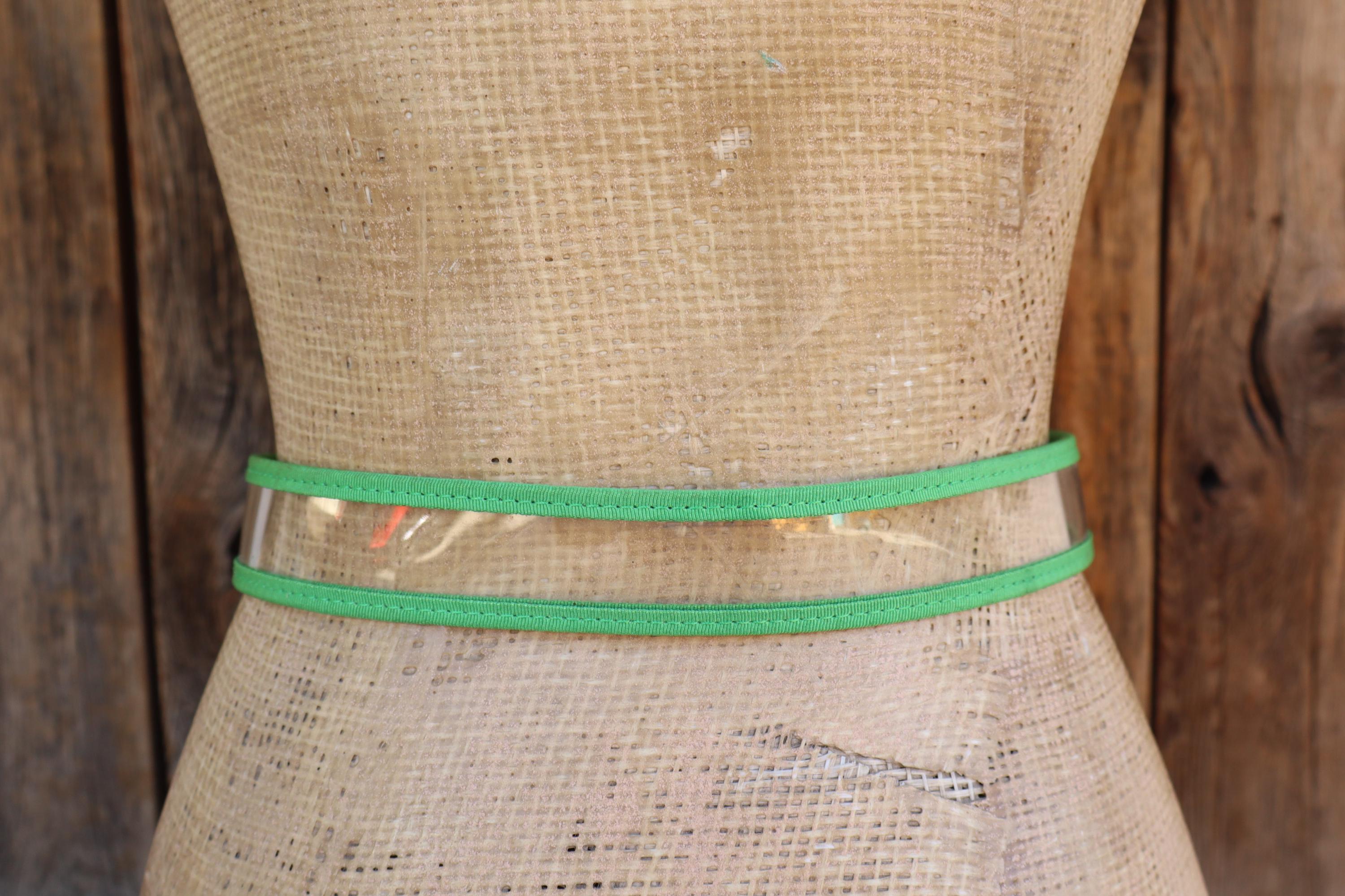 90s Green and Clear Jelly Belt | Clear Viny and Grossgrain Ribbon 