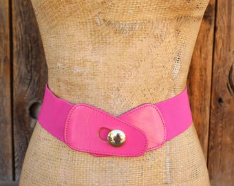80s Orange Wide Waist Belt | Stretch Belt | Color Block  display picture 1