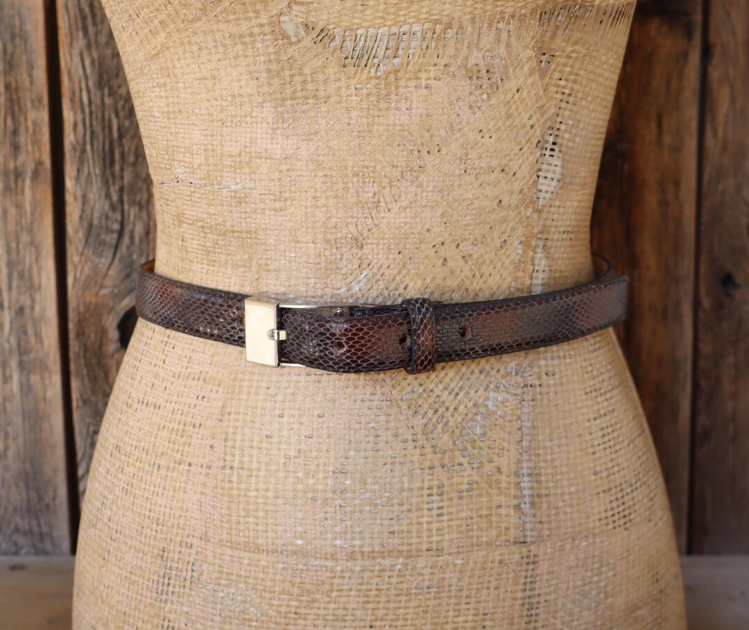 90s DKNY Snakeskin and Leather Trouser Belt | Donna Karan 