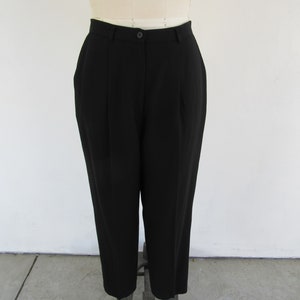 90s Black All Wool High Waist Pleated Trousers | Dark Academia High Rise Wool Slacks | Secretary Business Casual Pants | 30 Waist Size 12