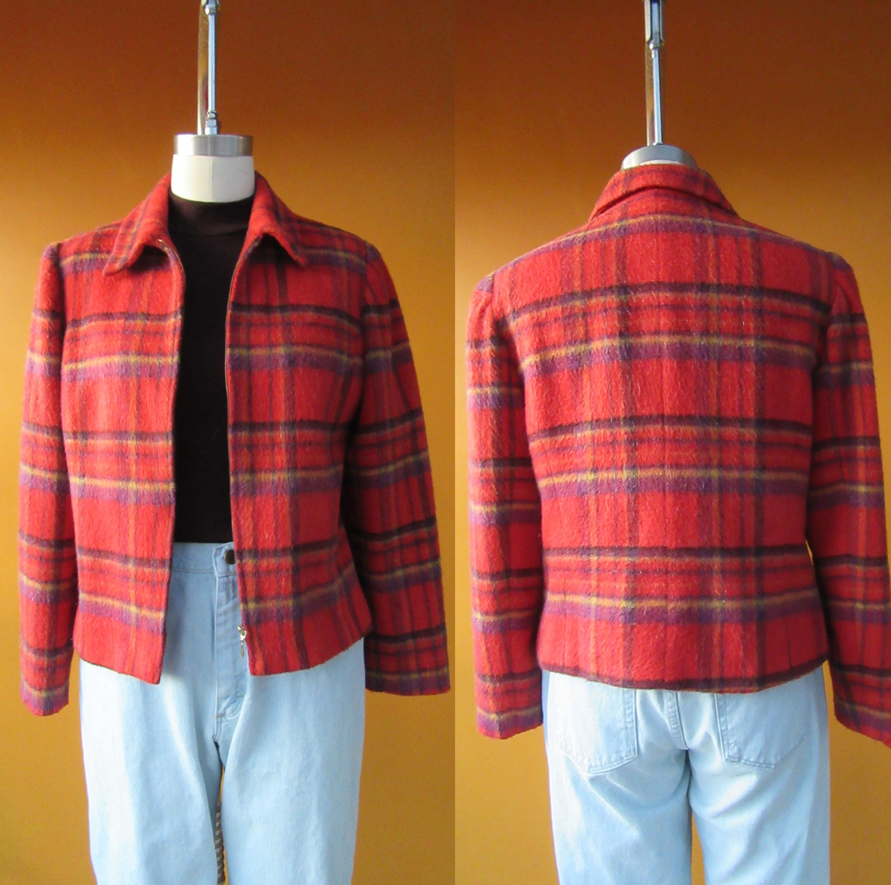 新品 大人気商品  Wool Front Zip Cropped Plaid 90s Blend Checkered | Blazer ジャケット・アウター