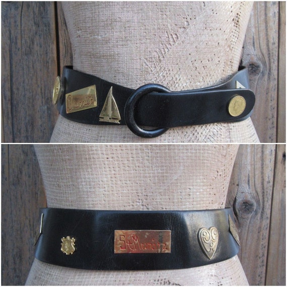 1950s Novelty Gambling Travel Wide Black Leather W