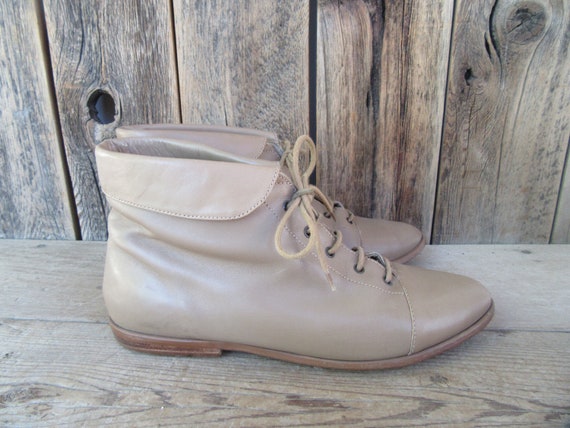 80s 90s Leather Granny Boots | Leather Laceups | … - image 1