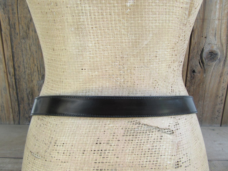 1990s Leather and Metal Ring Belt Leather and Metal Trouser Belt Size M Leather and Chain Waist Belt 32 to 34