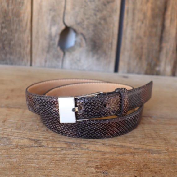 90s DKNY Snakeskin and Leather Trouser Belt | Donna Karan  display picture 1