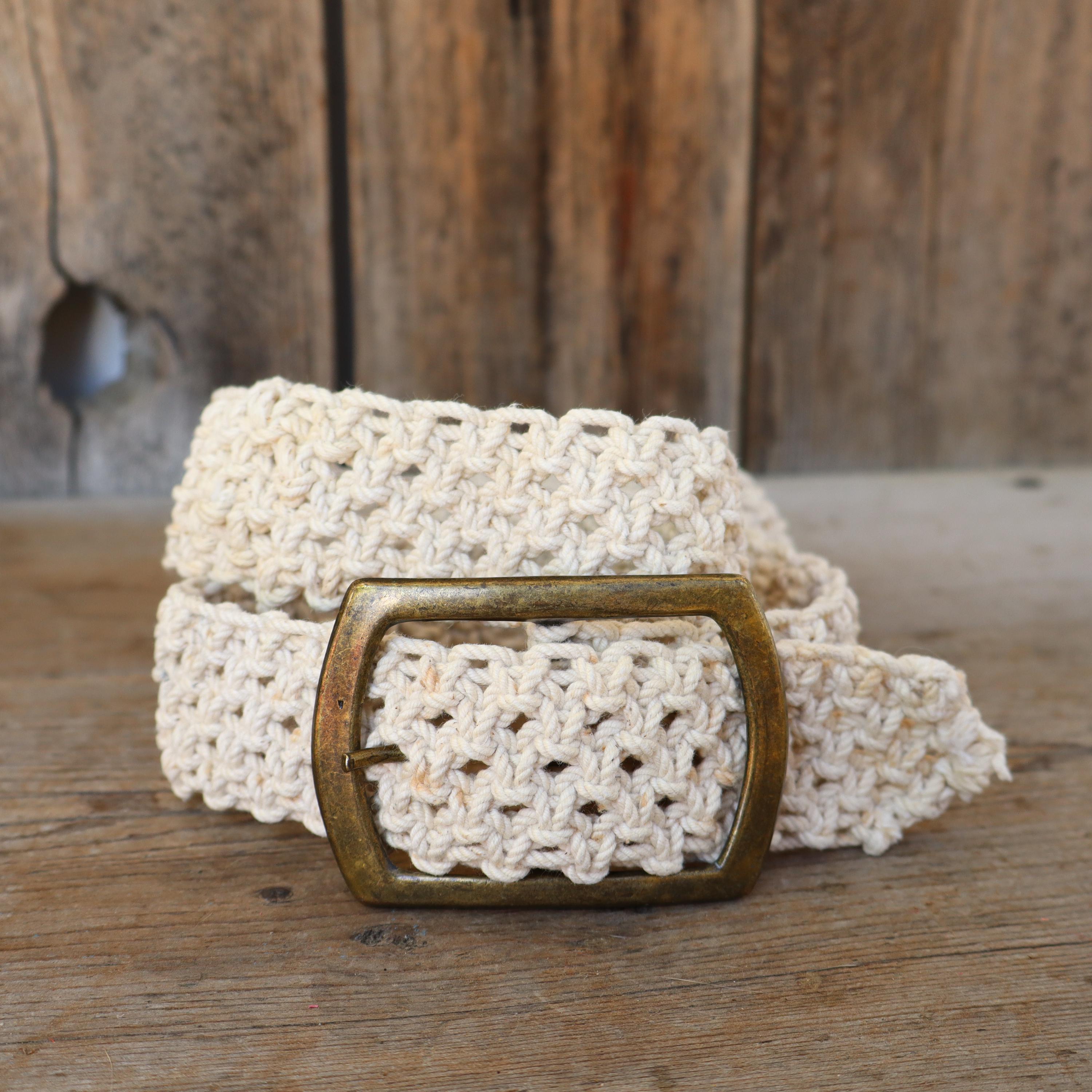 70s Cream Macrame Boho Hippie Festival Chic Belt | Woven  display picture 2