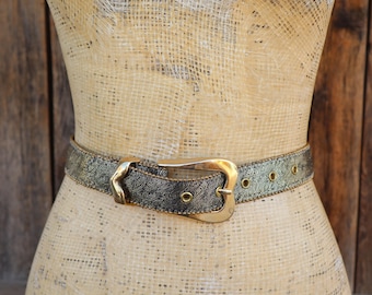 Vtg 80\'s buttery soft Leather Womens Belt with Egyptian Brass Buckle Wide Georgia Belt in Butter main image 2