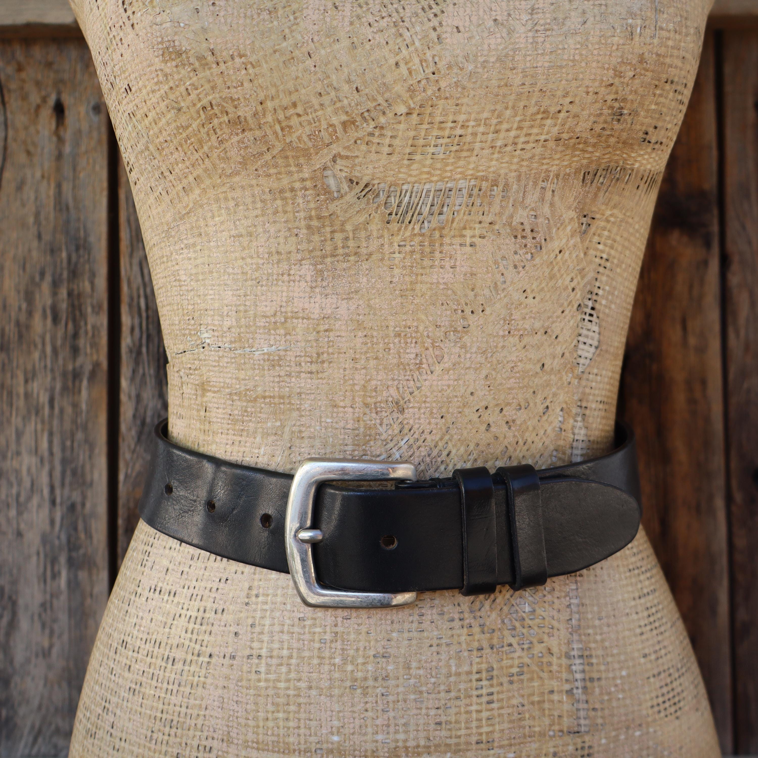 BLACK LEATHER vintage 90s y2k belt L/XL womens friends Y2k 90s Thick Black Leather Belt Heavy Duty L XL Waist 30 32  main image 4